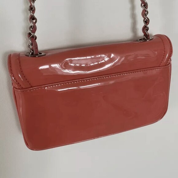 Authentic Chanel Handbag Chain Strap Leather Orange Red - Picture 6 of 9